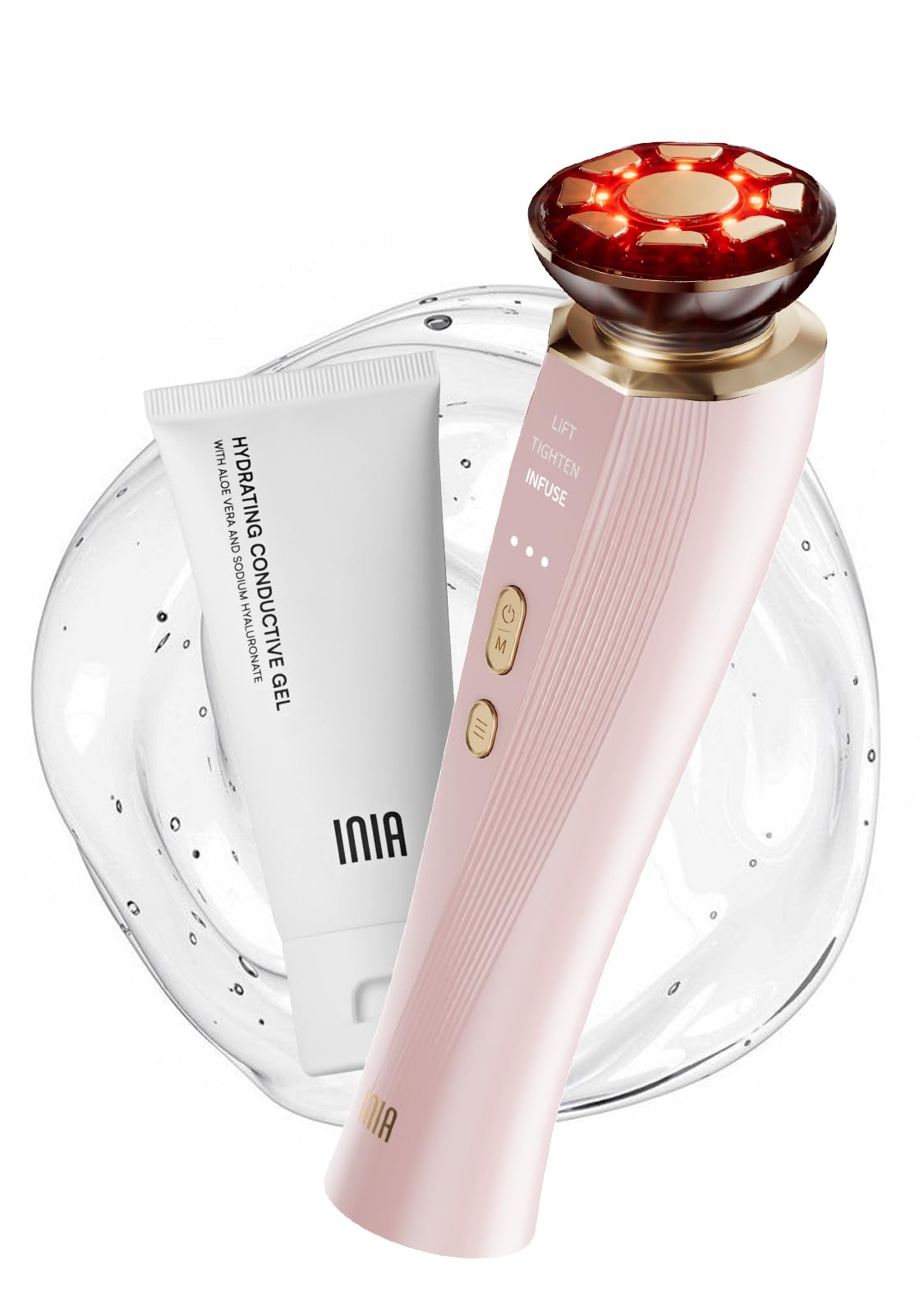 INIA Flare 3-in-1 red light device for face and neck enhances daily skincare routine
