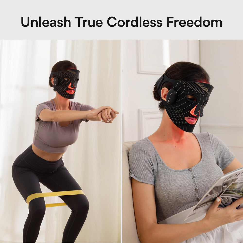 INIA Glow Mask folds compactly for easy packing on trips.