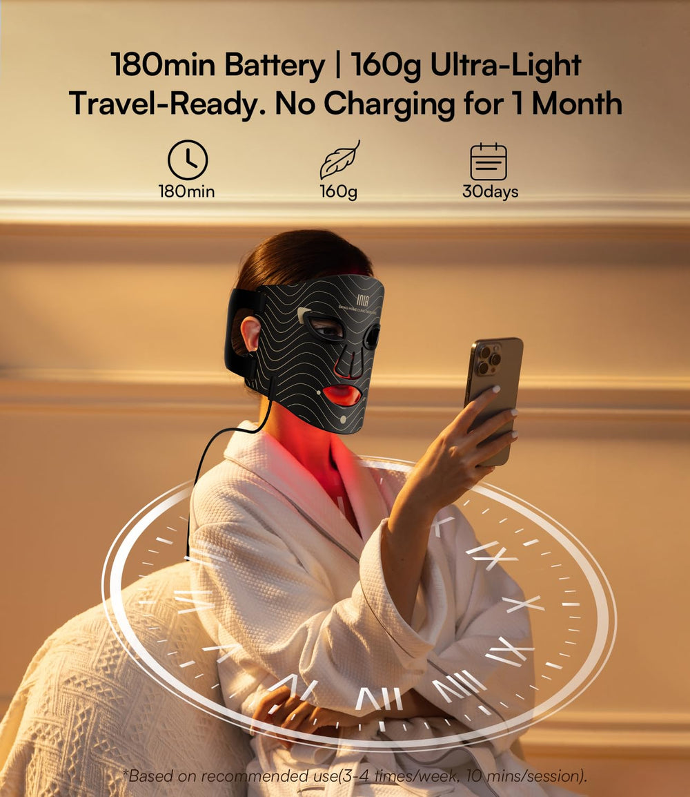 Packaging and travel-friendly case for INIA red light mask.