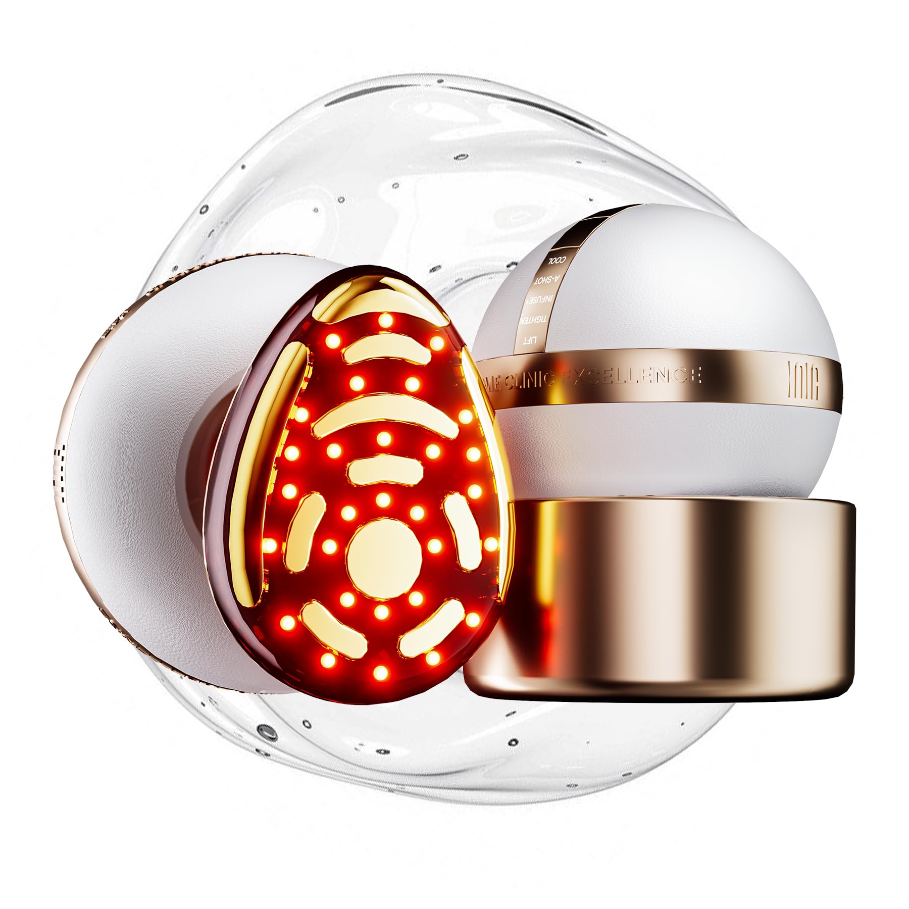 INIA SPHERA defines facial contours with microcurrent and vibration for lift.