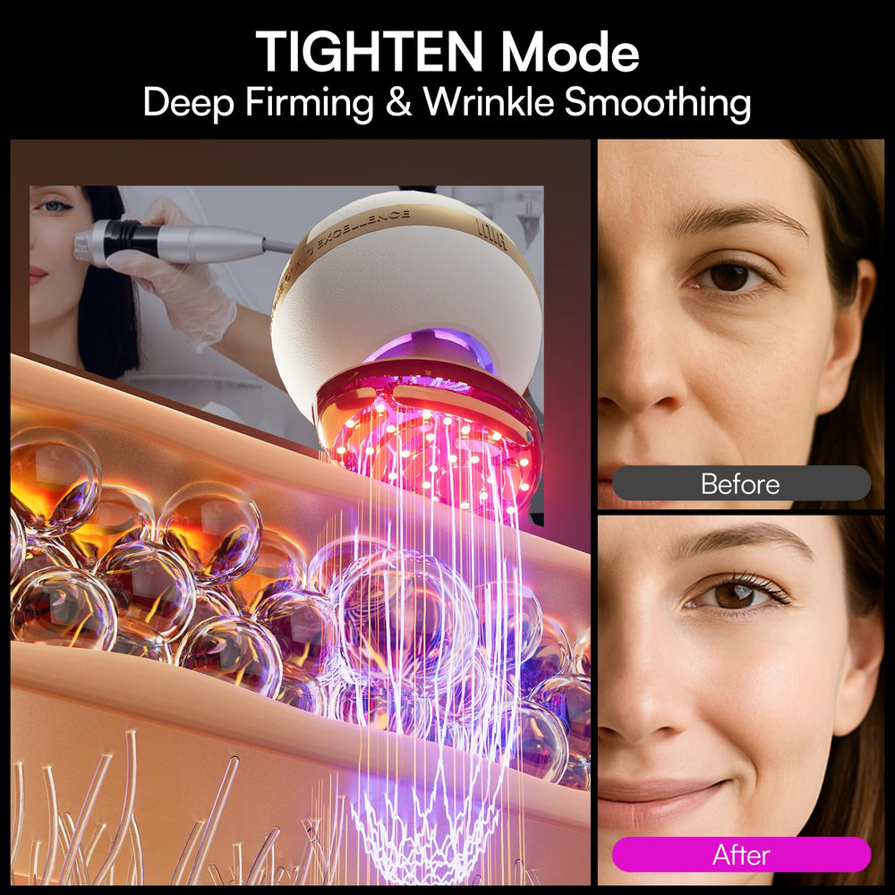 INIA SPHERA red LED light promotes radiant skin at home.