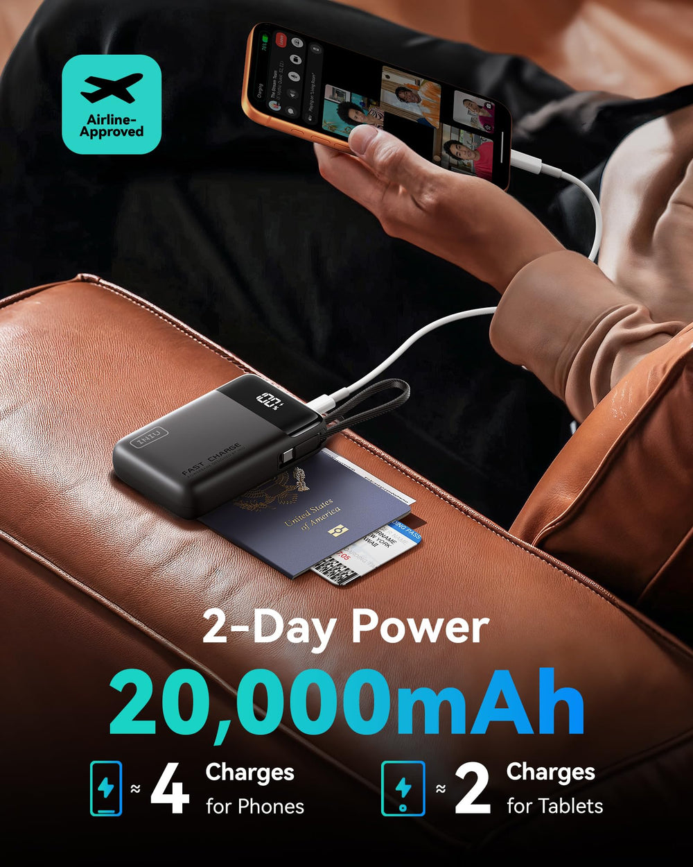 INIU 45W charger 20,000mAh high-capacity battery for day-long power