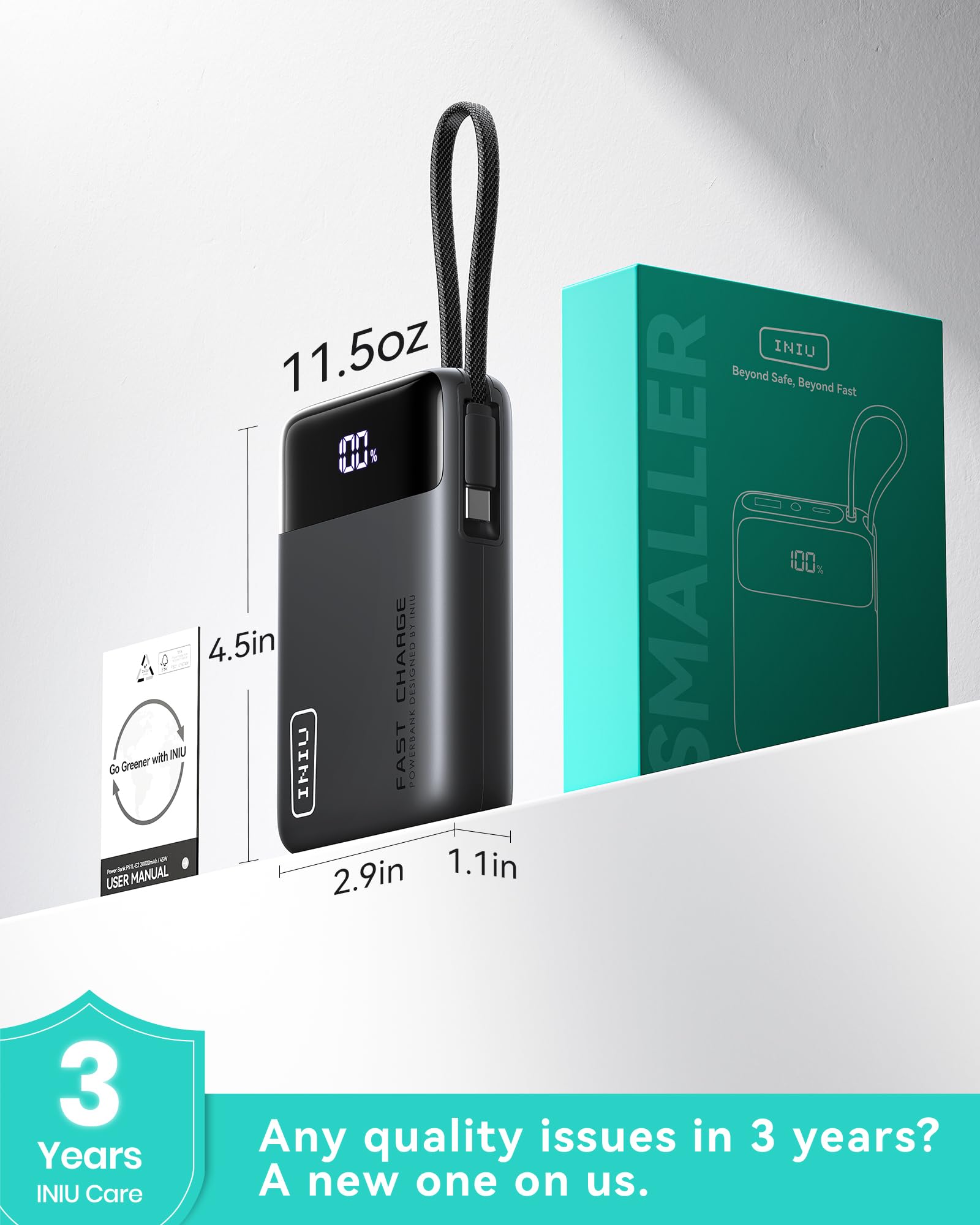 INIU 45W charger uses TinyCell high-density battery for reliable daily use