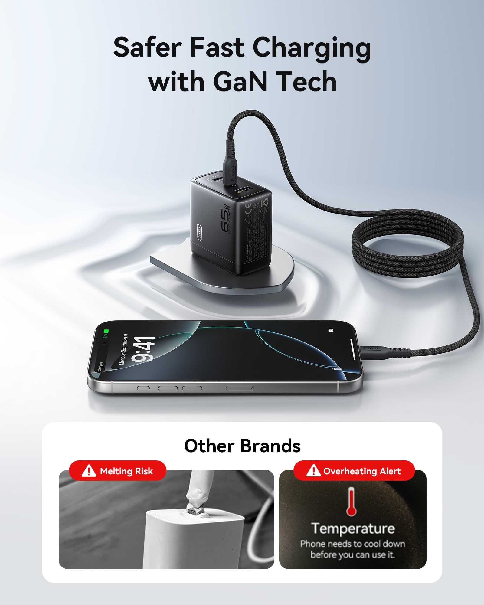 INIU packaging and accessories laid out for review
