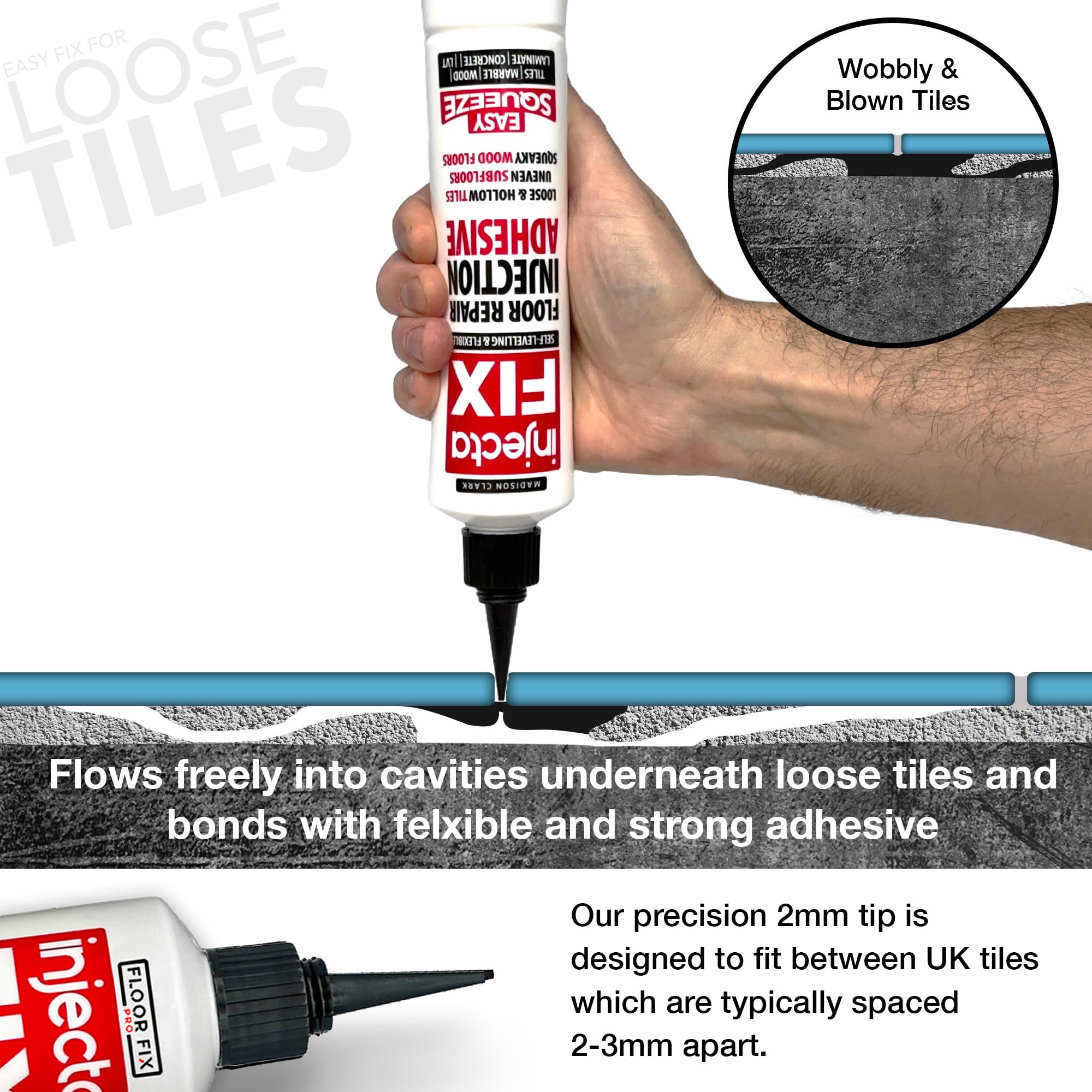 Repaired tile area showing a seamless finish after cure