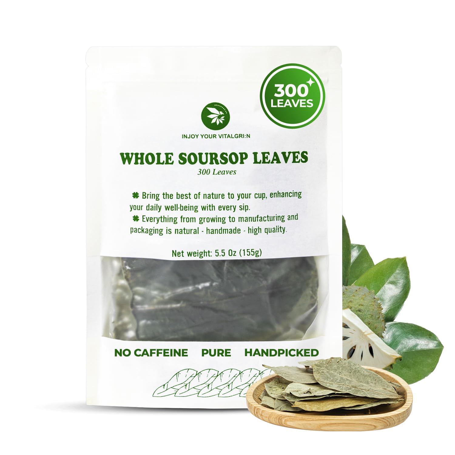 INJOY YOUR VITALGRI:N soursop leaves collection ready for a calming tea ritual