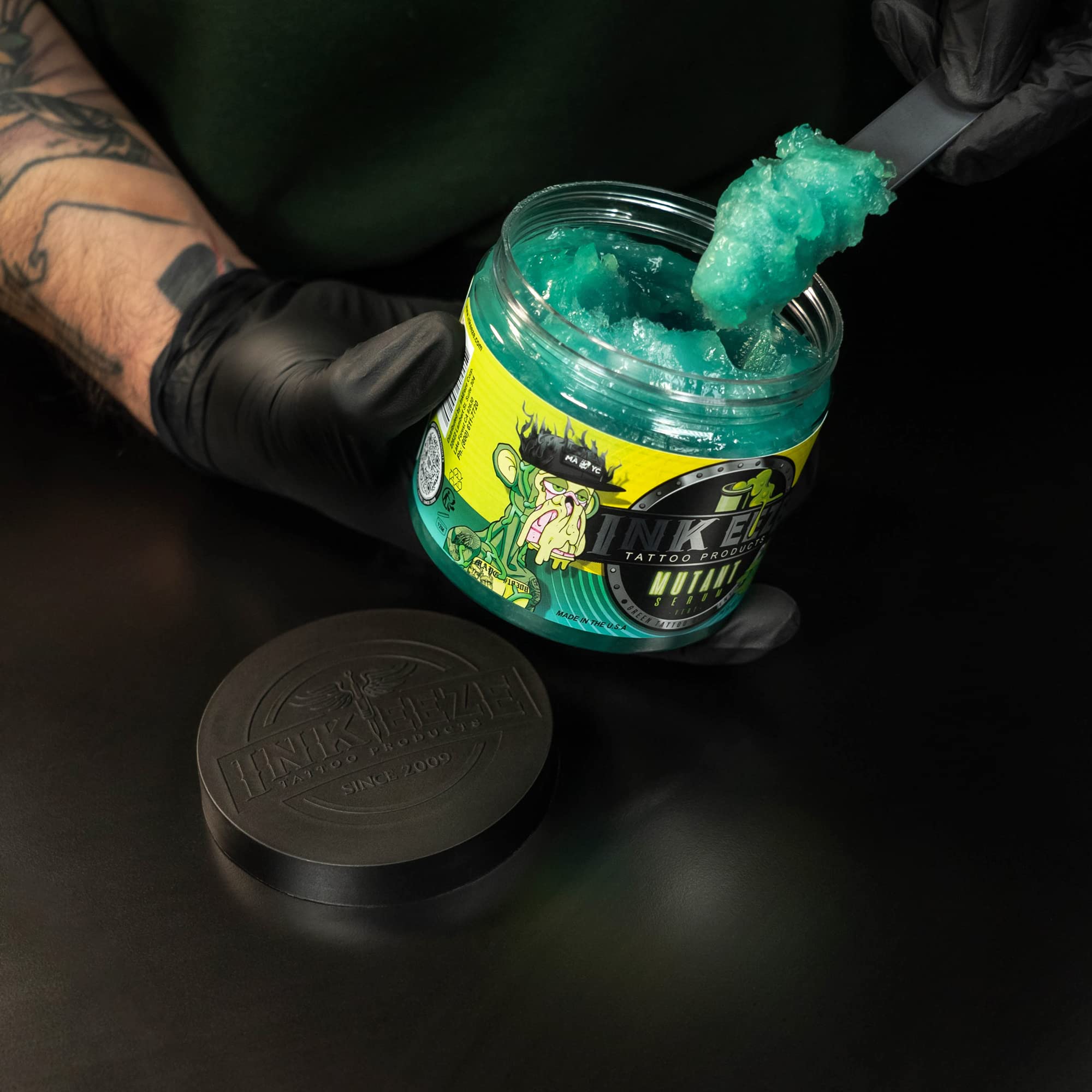 INK-EEZE Mutant Serum during tattoo application for smooth glide