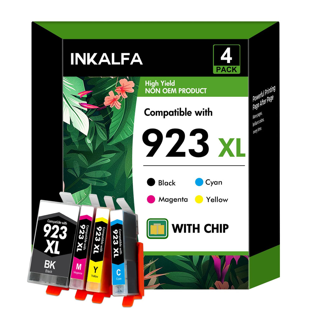 InkAlfa 923XL black cartridge with chip for precise color prints