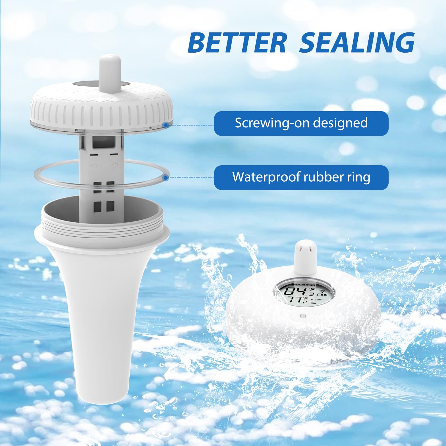 Inkbird IBS-P01R screw-on battery cover close-up highlighting waterproof seal