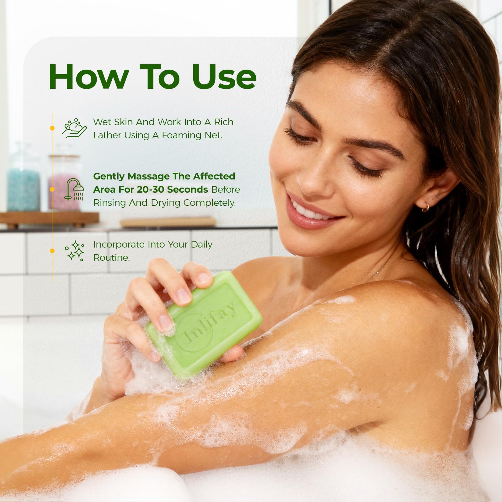 Inlifay antifungal soap bar after-use skin freshness in a shower routine