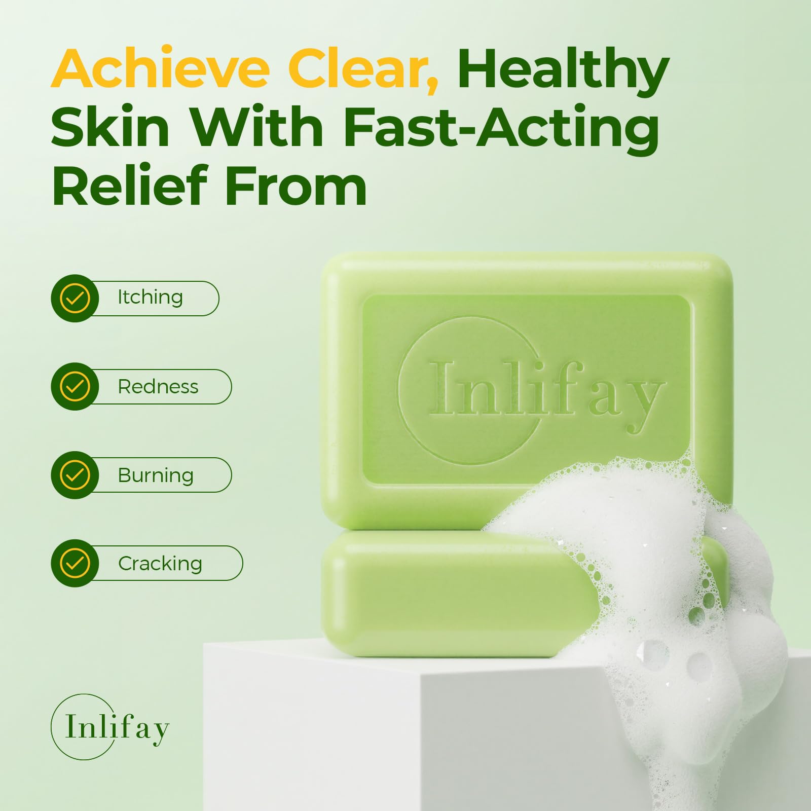 Inlifay antifungal soap bar bubbles demonstrates easy foaming cleanse after workouts