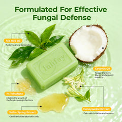 Inlifay antifungal soap bar close-up with tea tree oil shows natural ingredients for skin wellness