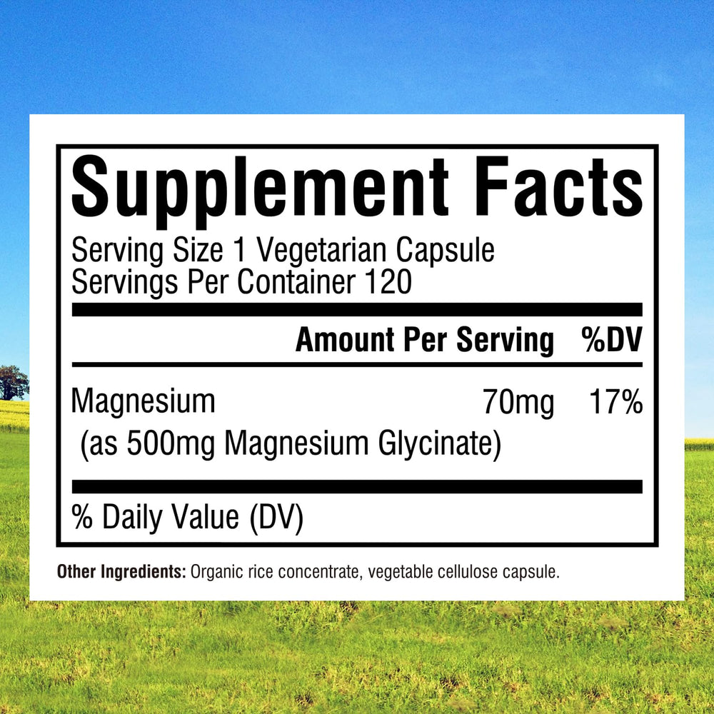 Close-up of Innate Vitality magnesium glycinate capsules
