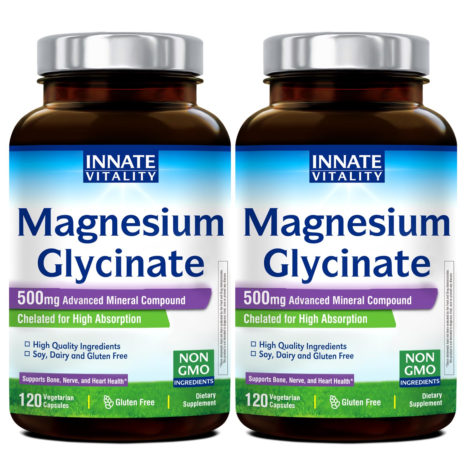 Innate Vitality Magnesium Glycinate 500mg bottle for daily support