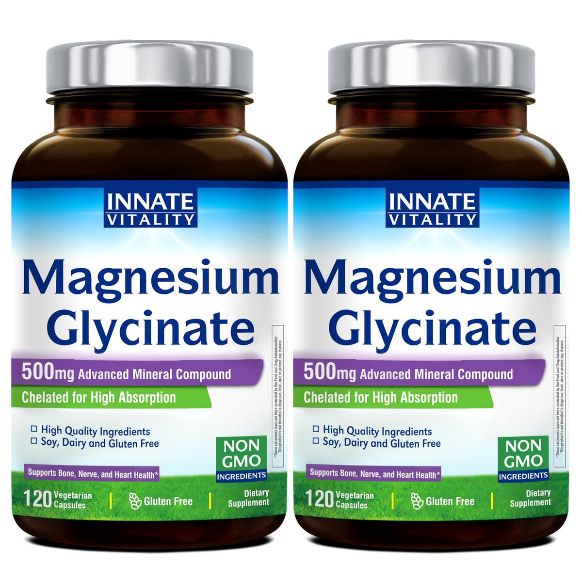 Innate Vitality Magnesium Glycinate 500mg bottle for daily support