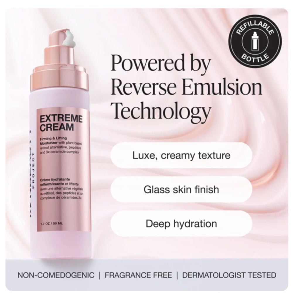 Innbeauty Project Extreme Cream refill bottle cap closeup; sleek aesthetic.