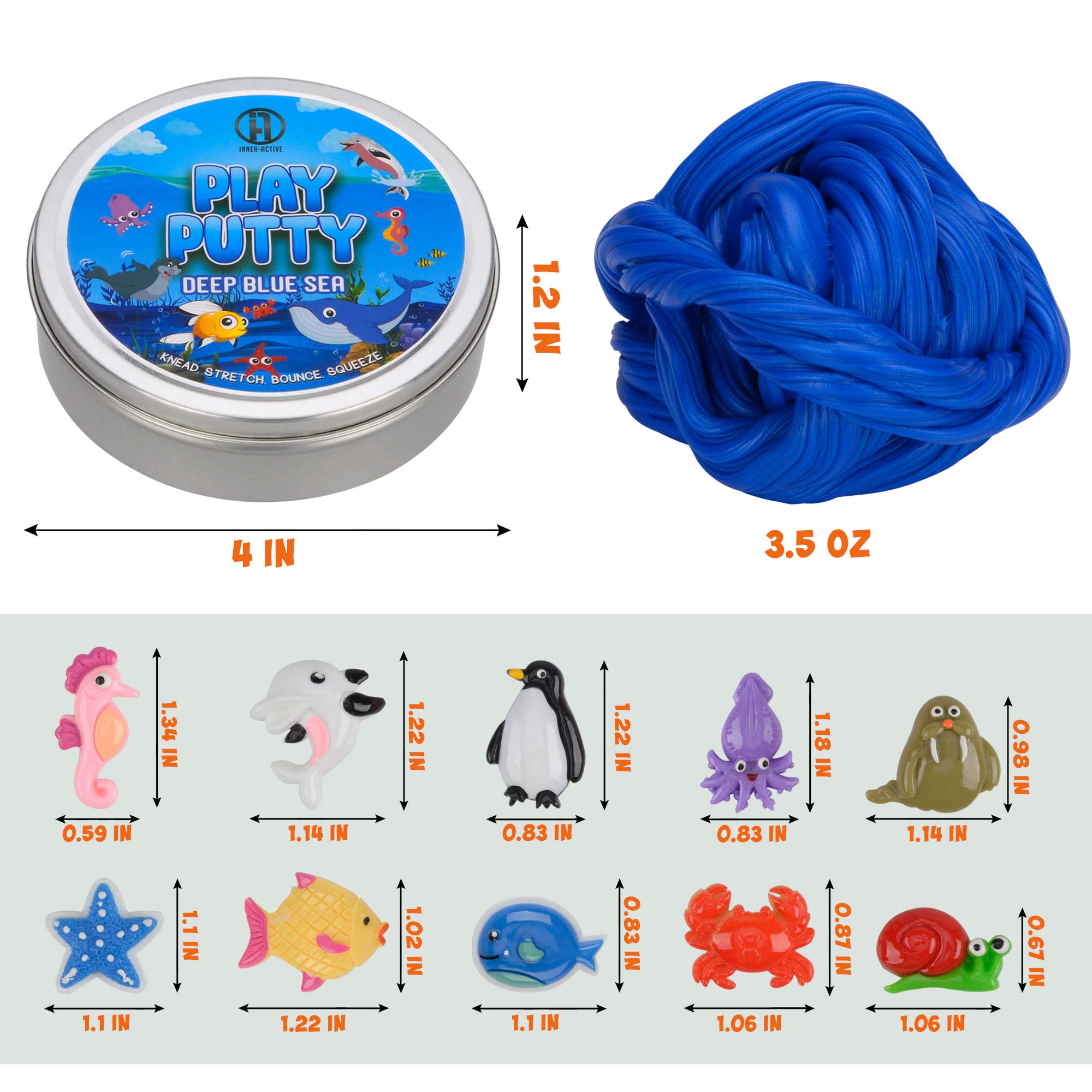 INNER-ACTIVE Play Putty fish charm offers soothing tactile feedback and motor skill practice.