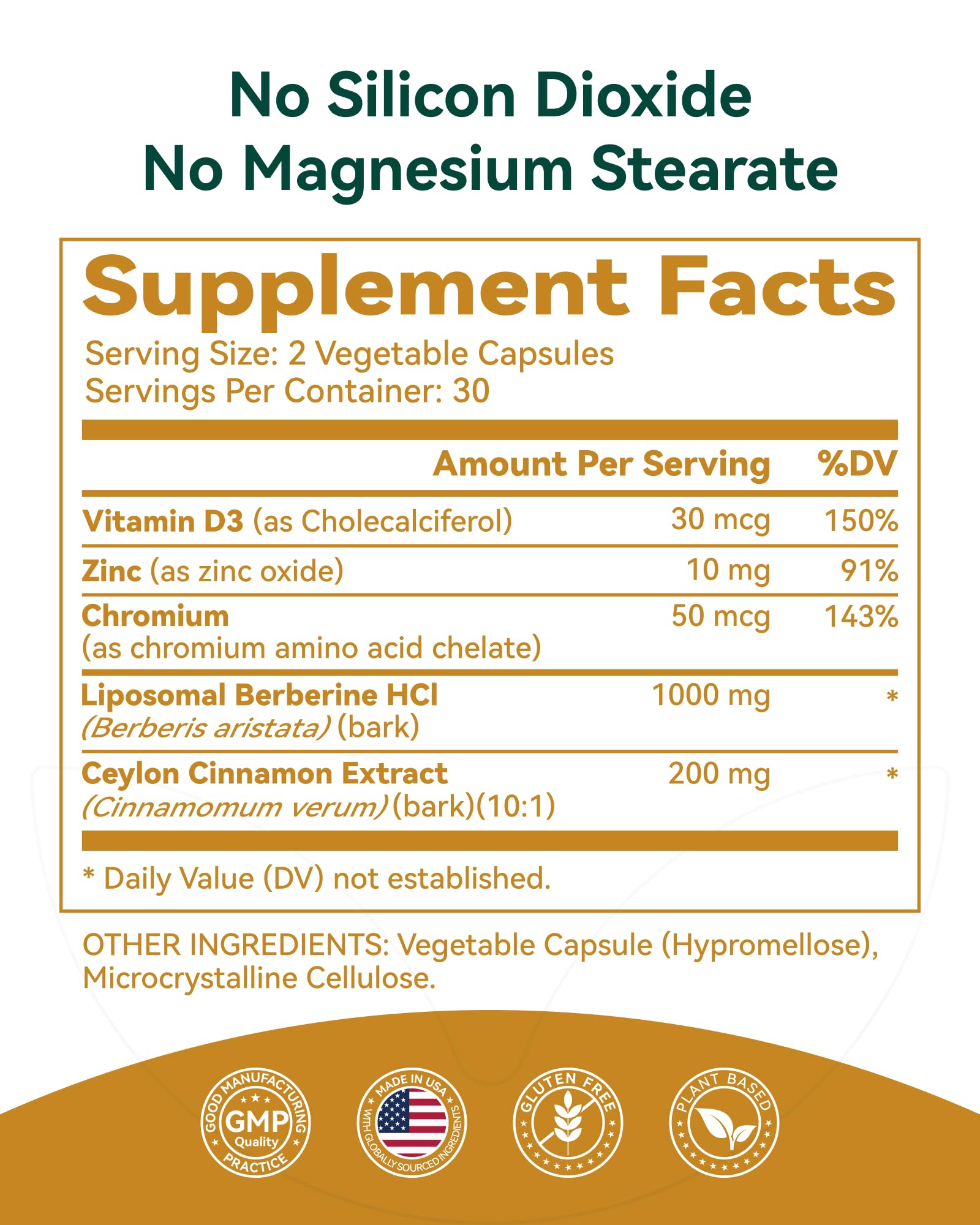 Dose-ready Inner Brightness Berberine bottle showing serving information.