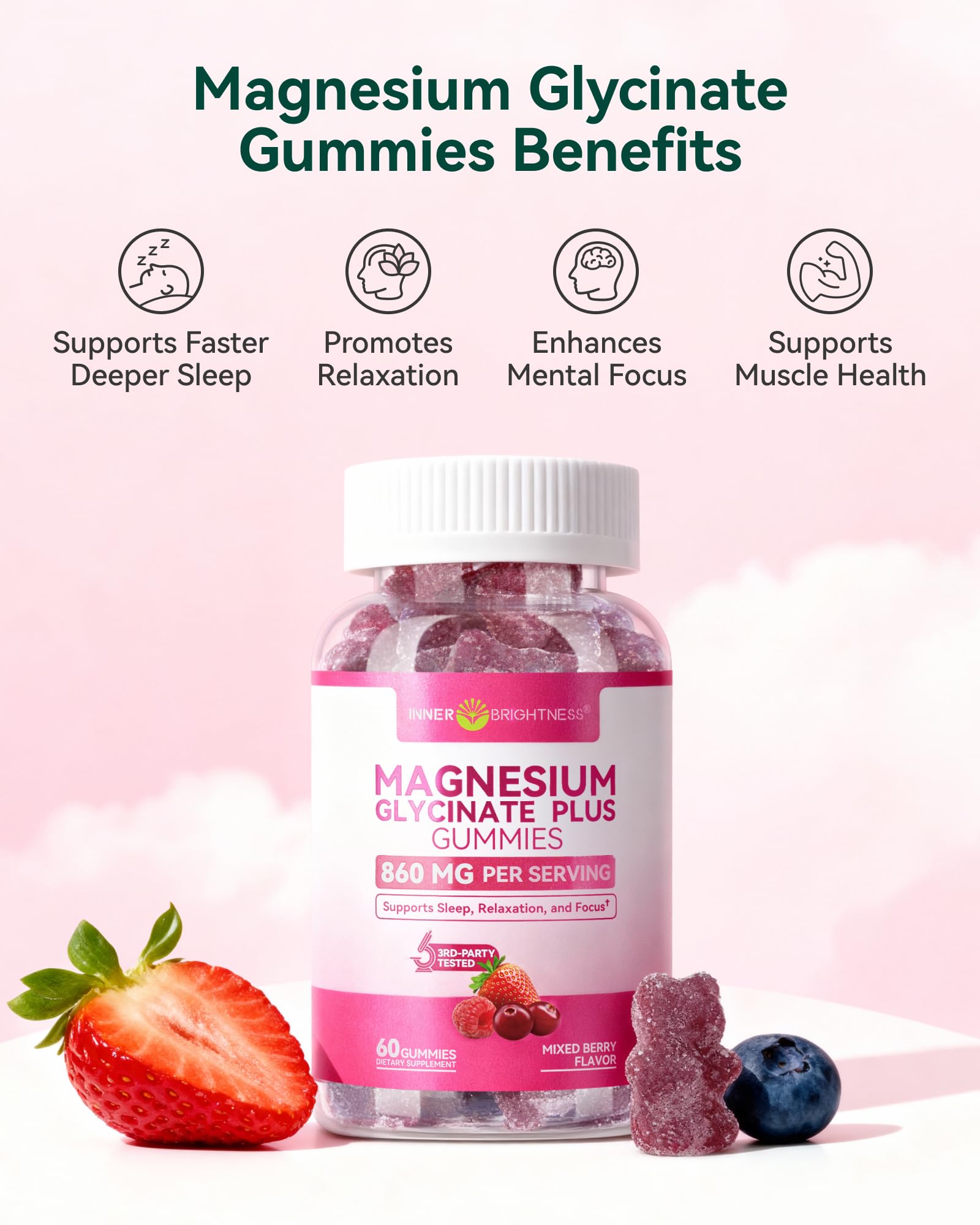 Inner Brightness bottle with pouring shot suggests easy daily dose.