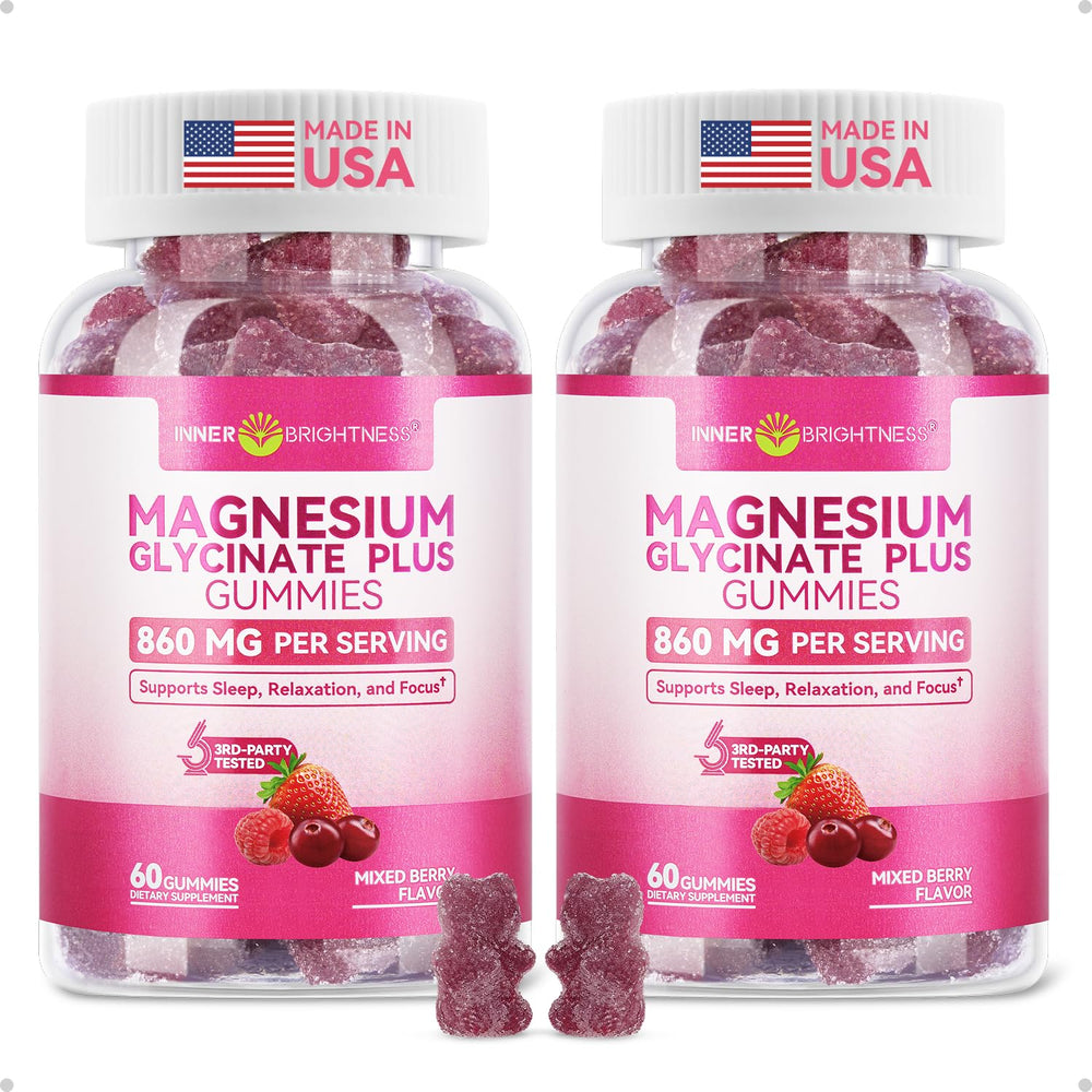 Inner Brightness Magnesium Glycinate Plus bottle front for daily wellness support.