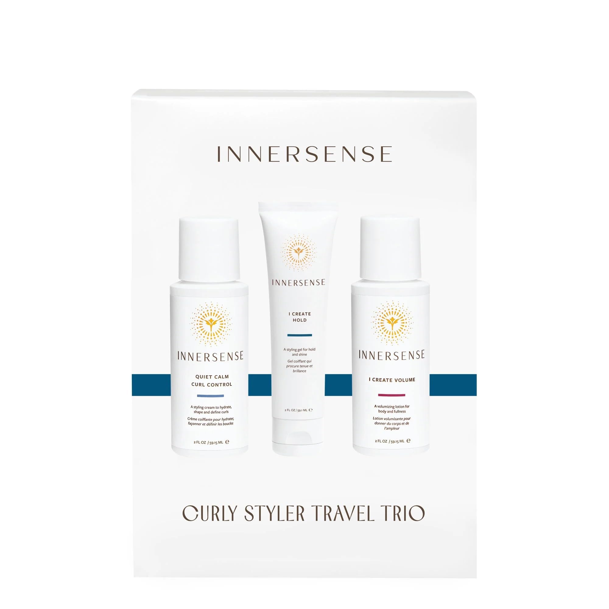 Travel vanity setup with INNERSENSE trio ready to style