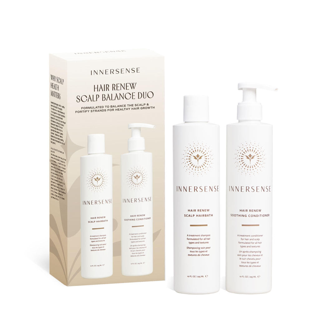 INNERSENSE Hair Renew Hairbath bottle offers a soothing scalp cleanse.