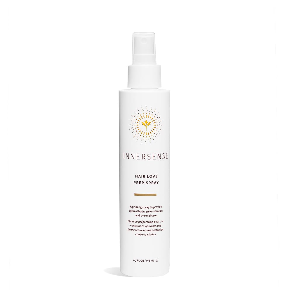INNERSENSE Natural Hair Love Prep Spray bottle for prime styling and thermal protection.