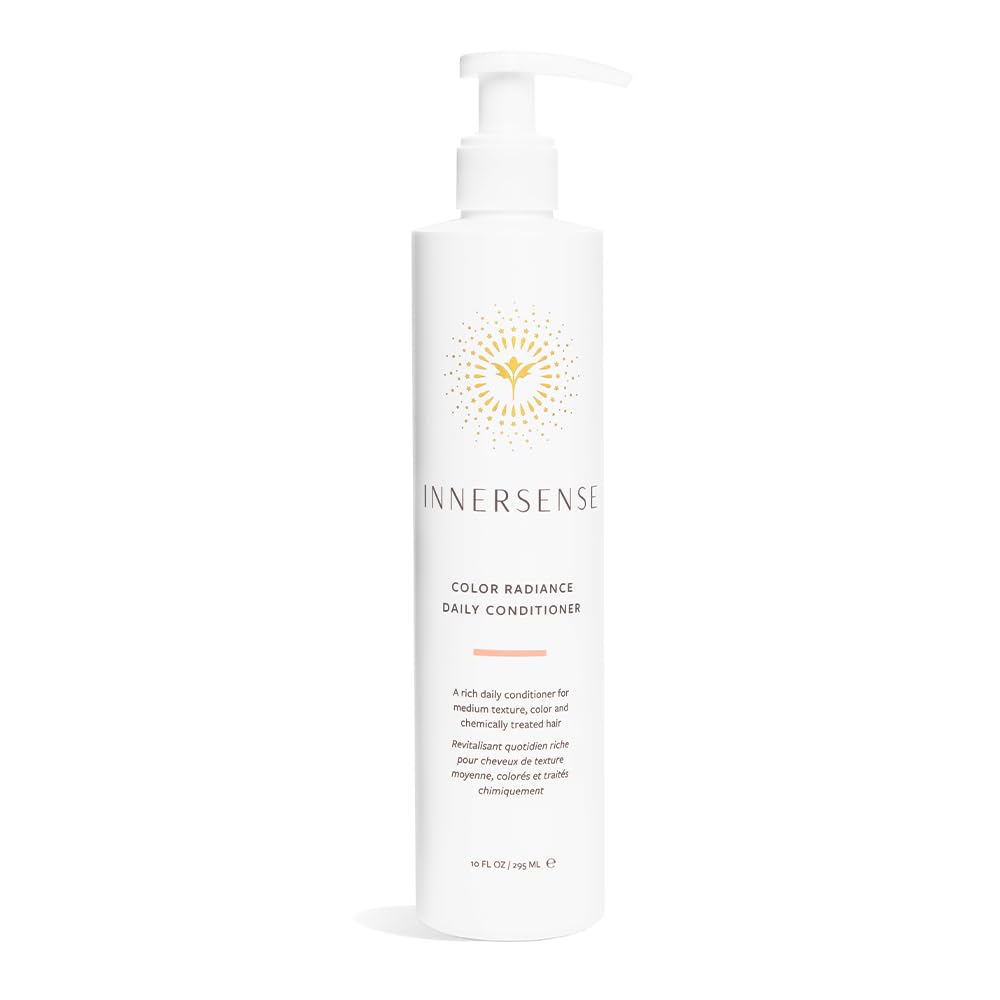 INNERSENSE Organic Beauty color radiance daily conditioner bottle shows hydration for color-treated hair
