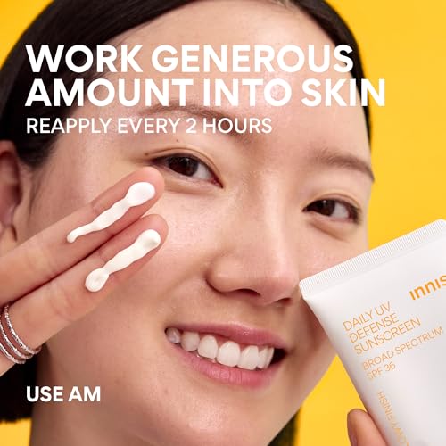 Innisfree Daily UV Defense SPF 36 bottle label detail shows clean ingredients.