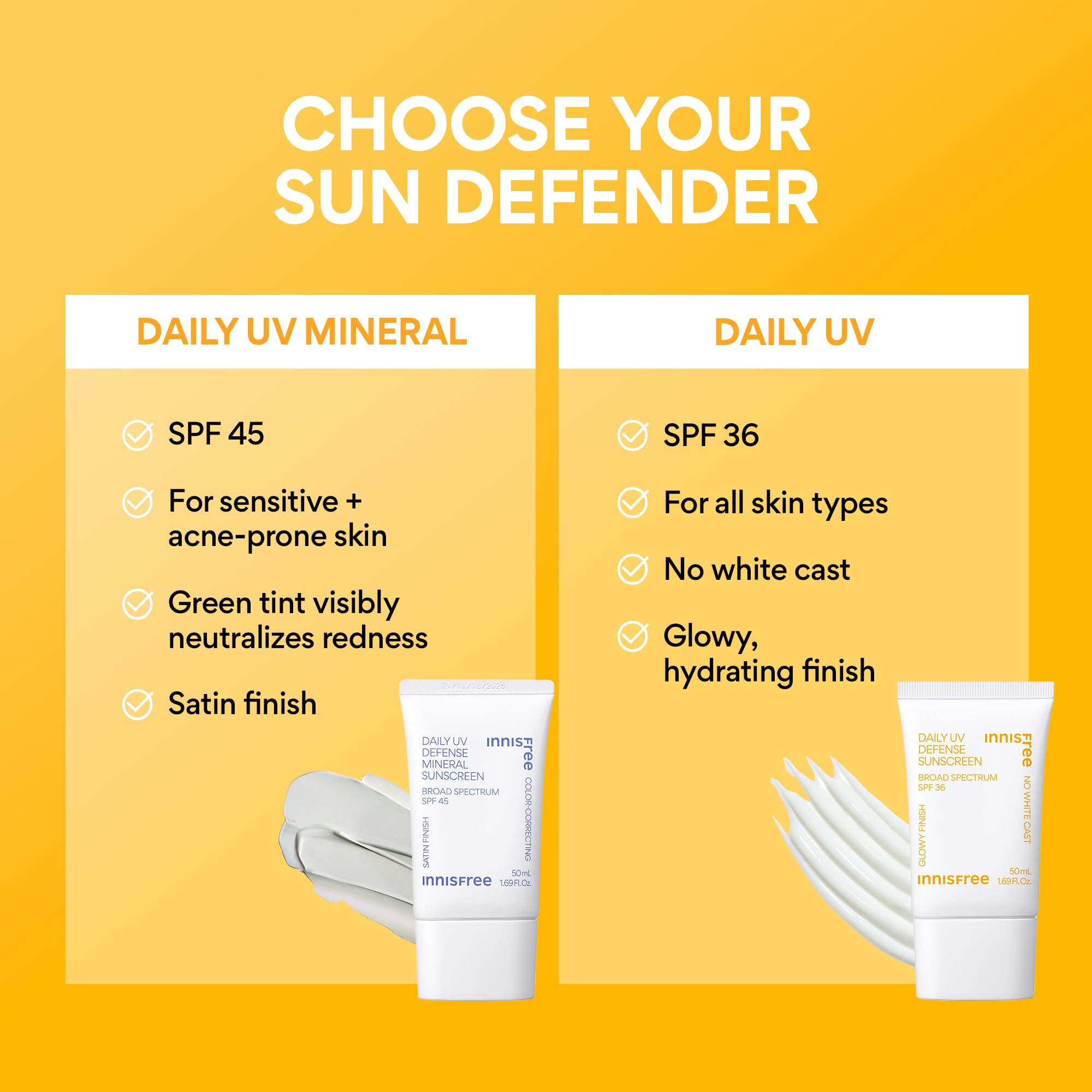 Innisfree Daily UV Defense SPF 36 under makeup shot demonstrates seamless blending.