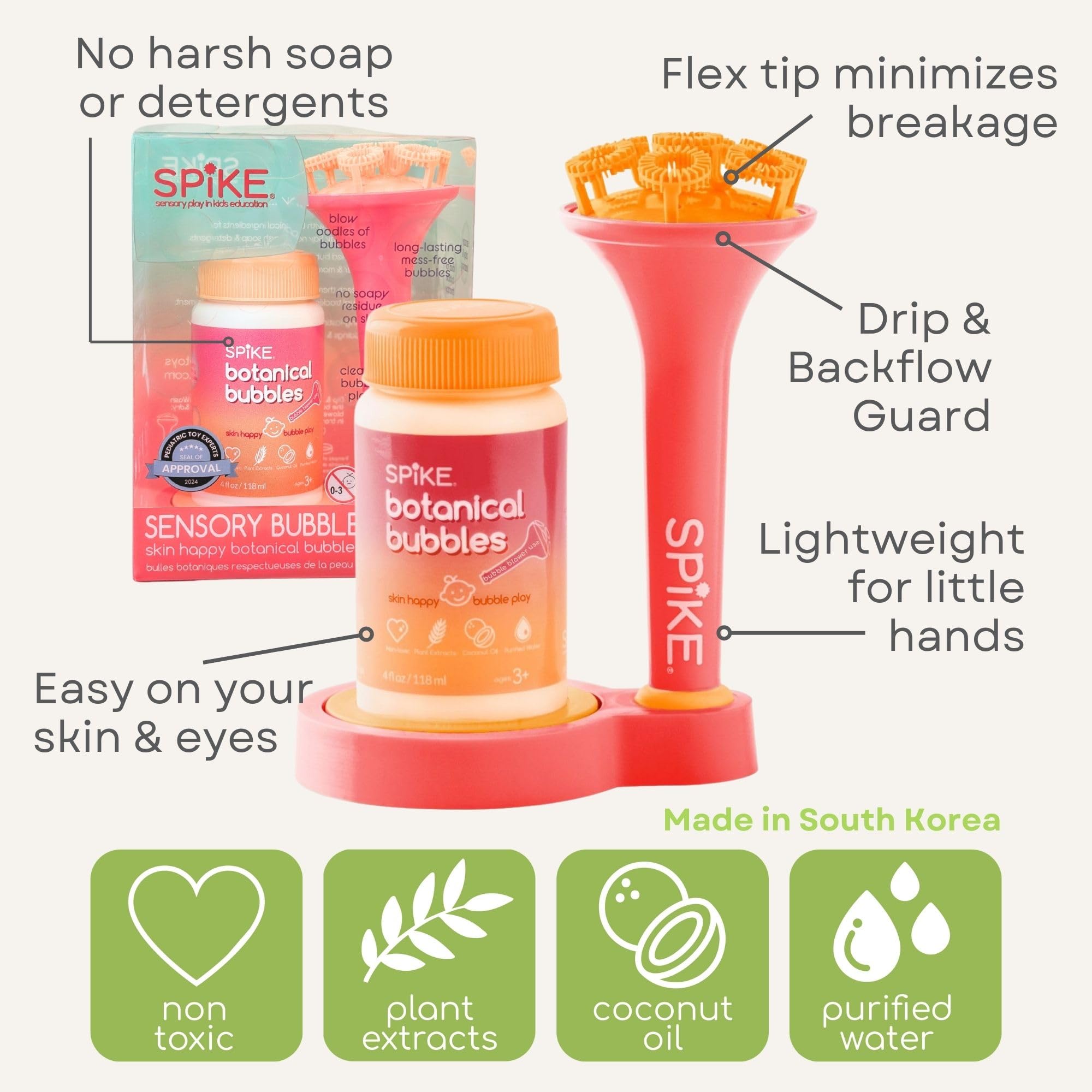 Innobaby SPIKE magic wand creates abundant bubbles with minimal spills