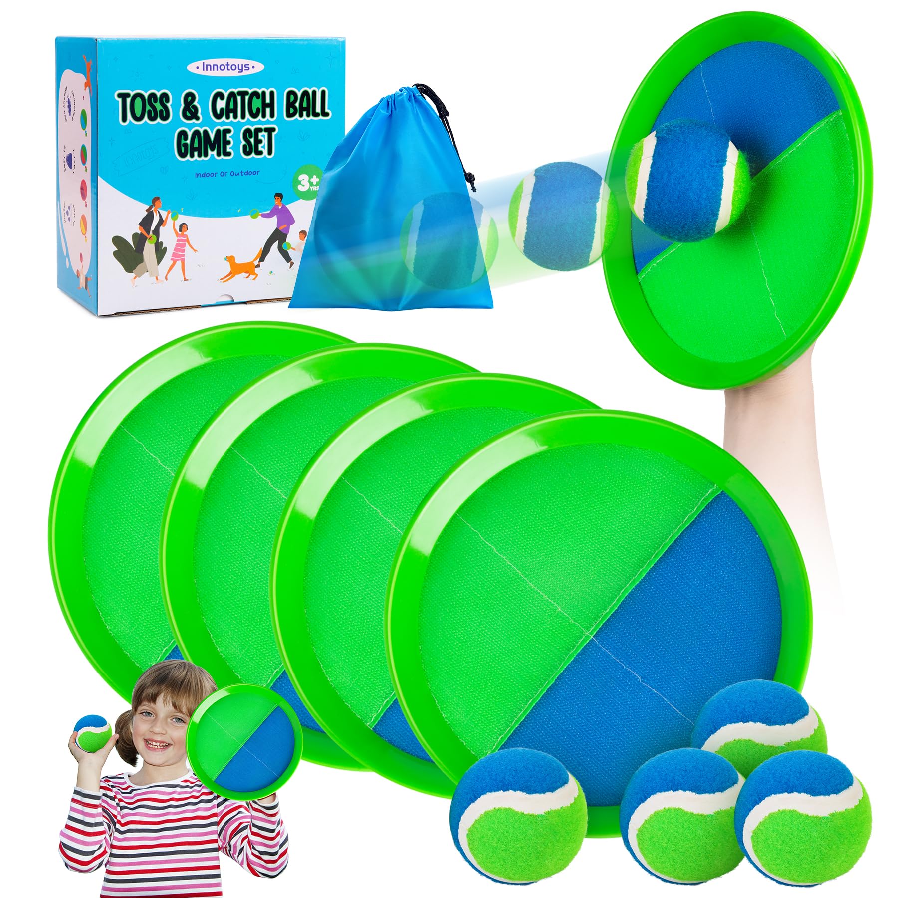 Innotoys Toss and Catch Ball Set on the beach for active family fun.