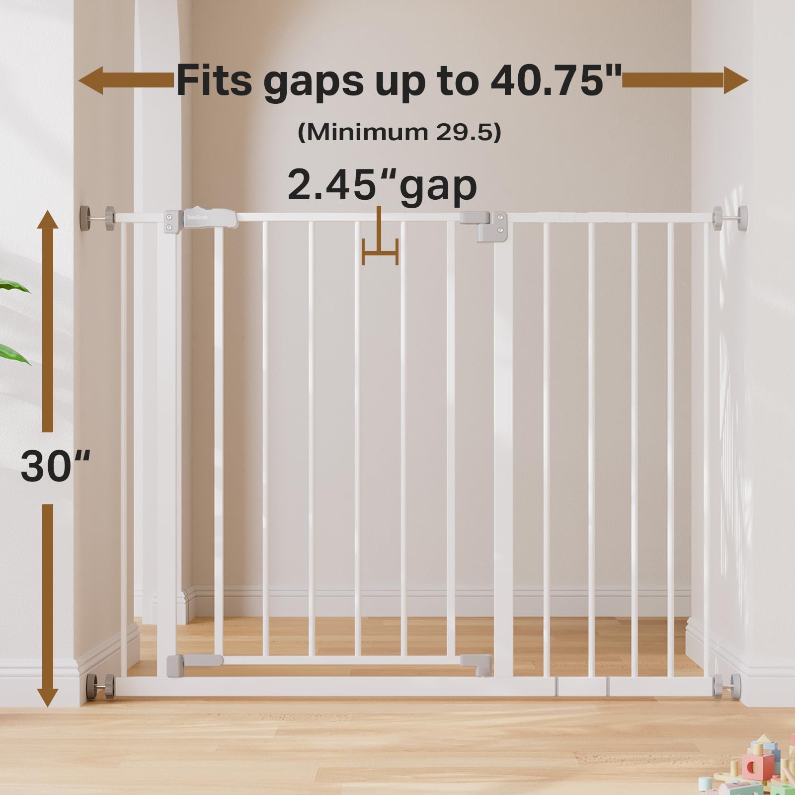 InnoTruth adjustable-width gate fits many doorways and halls.