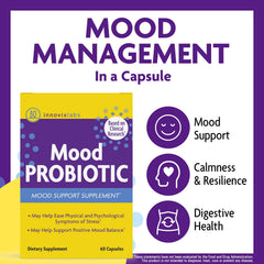 InnovixLabs Mood Probiotic capsules close-up showing active cultures for gut balance.
