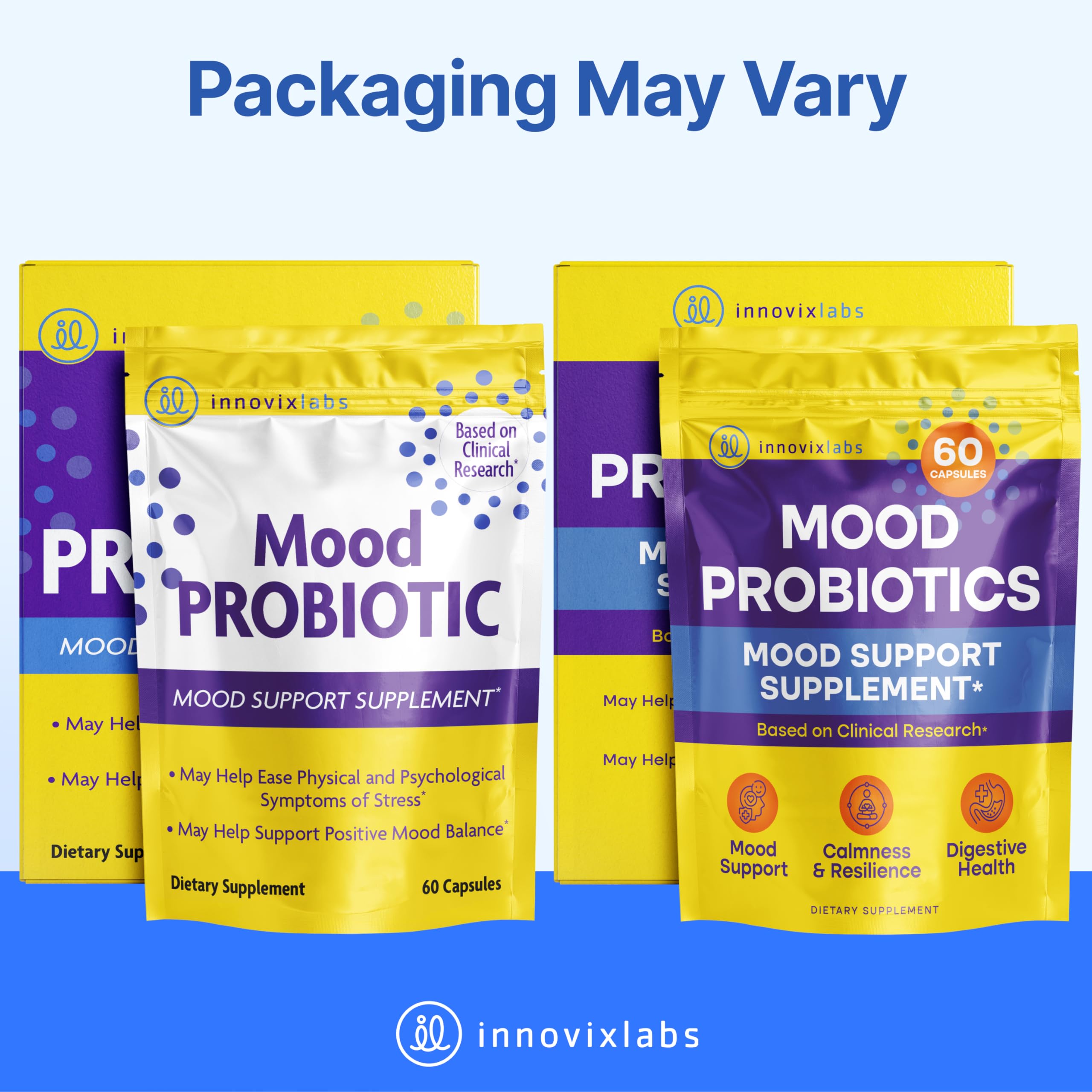 InnovixLabs Mood Probiotic daily-use scene with planner and capsules.