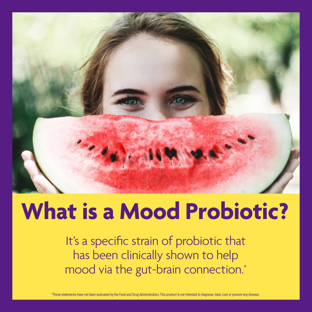 InnovixLabs Mood Probiotic bottle close-up with dispensing cap for easy daily use.