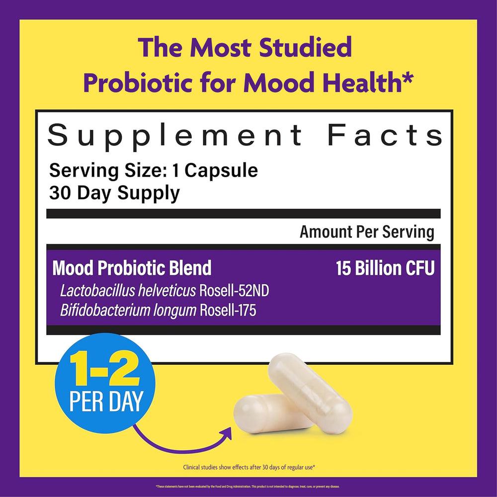 InnovixLabs Mood Probiotic label back detailing strains and testing.
