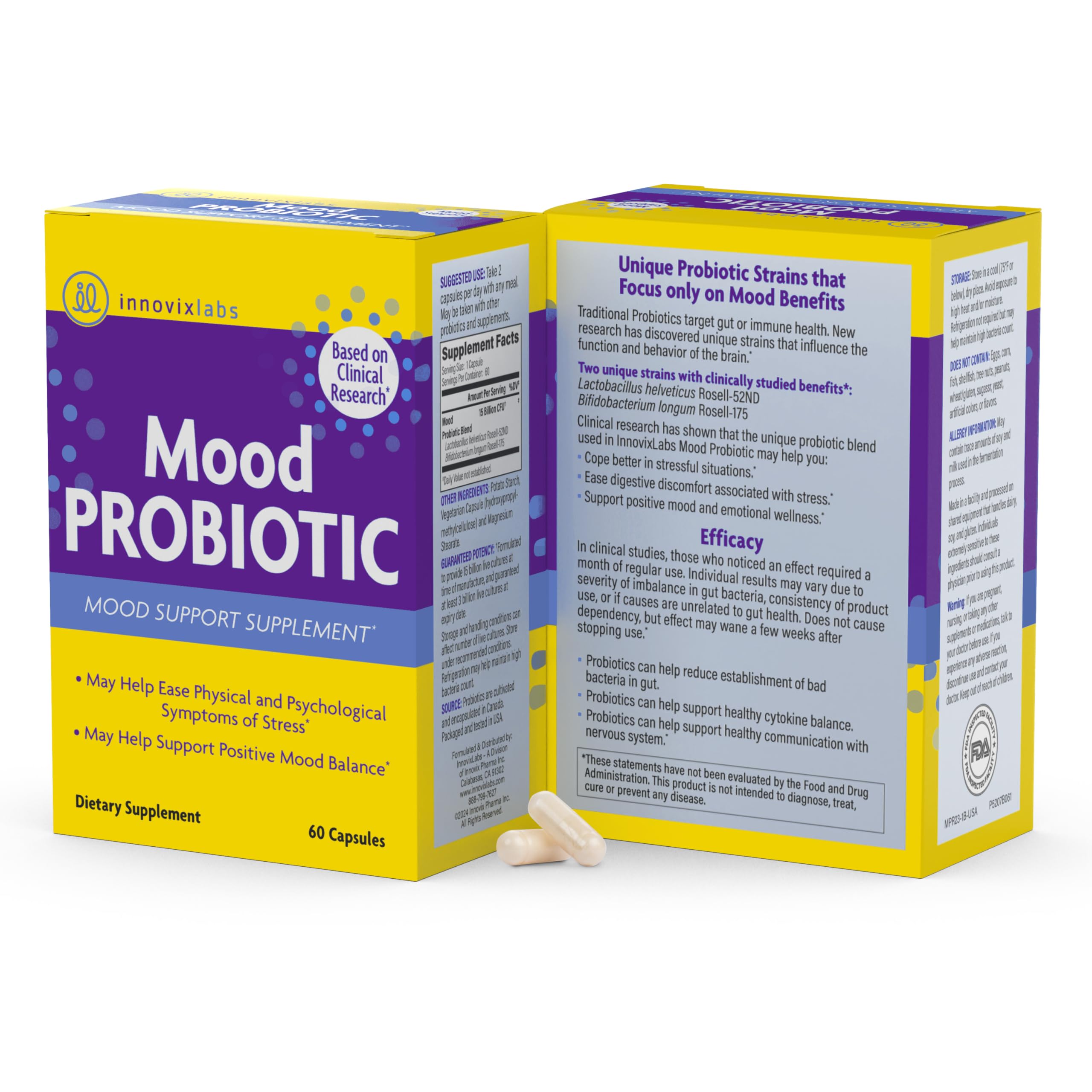 InnovixLabs Mood Probiotic storage container on a shelf.