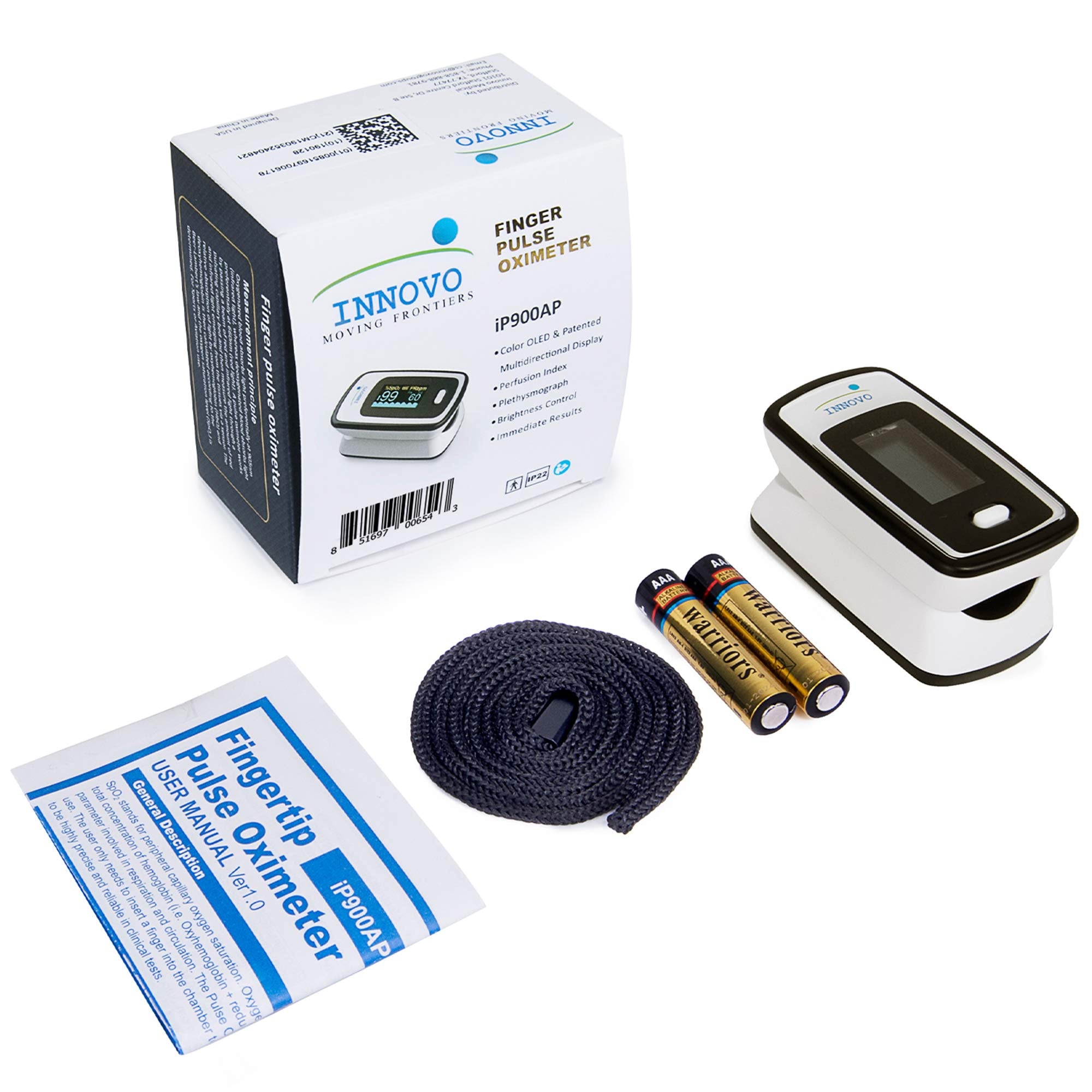 Innovo IP900AP lanyard and batteries ensure ready-to-use out of the box.