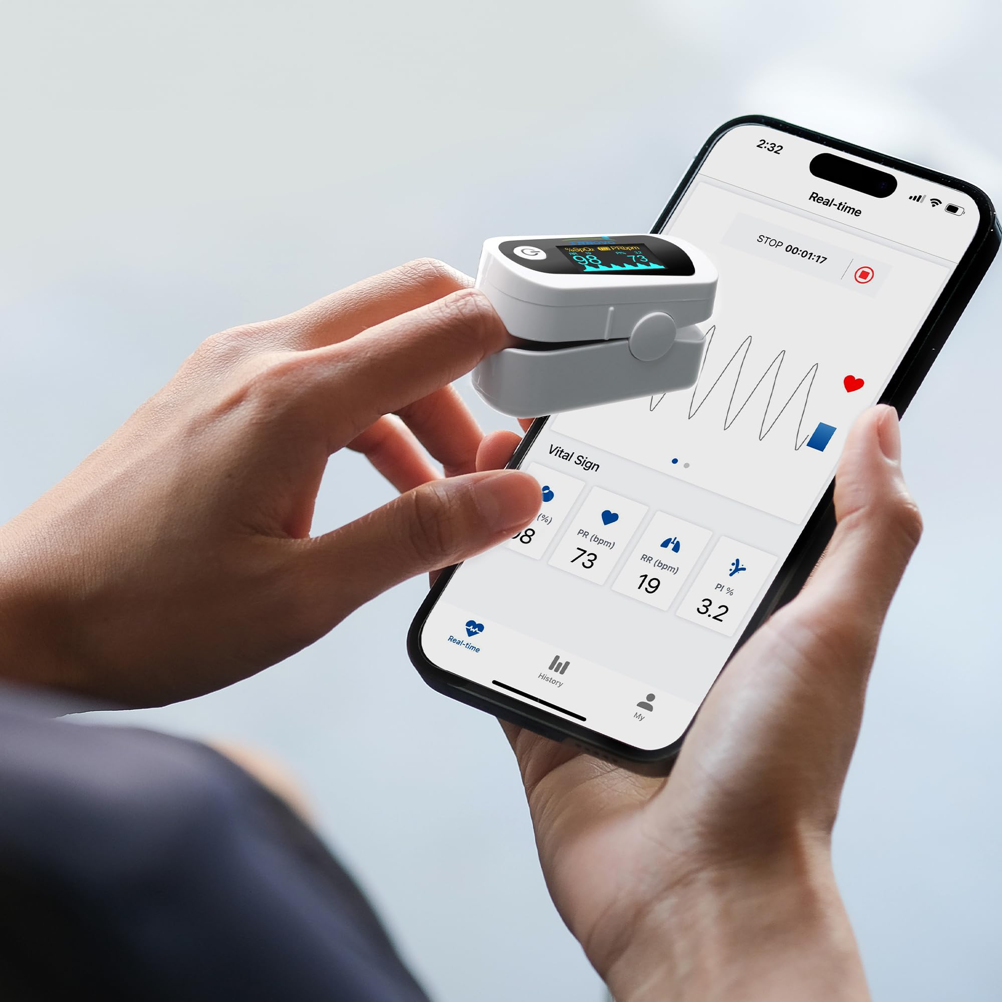 Innovo iP900BP-B plethysmograph waveform visible for trend checks