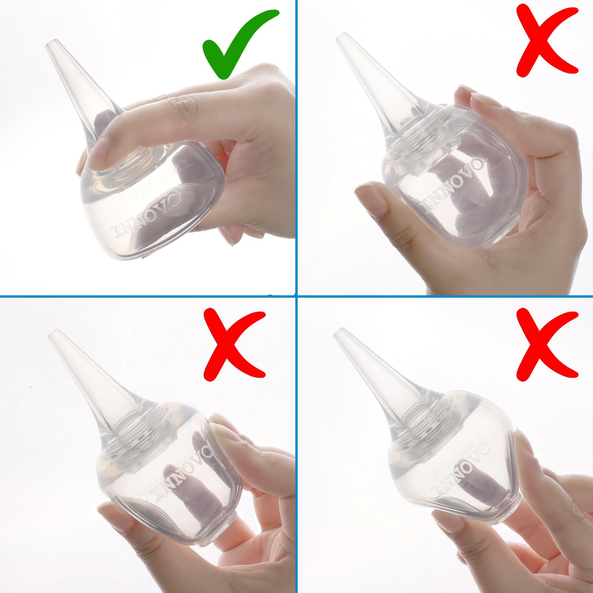 Newborn-safe silicone material suitable for delicate noses.
