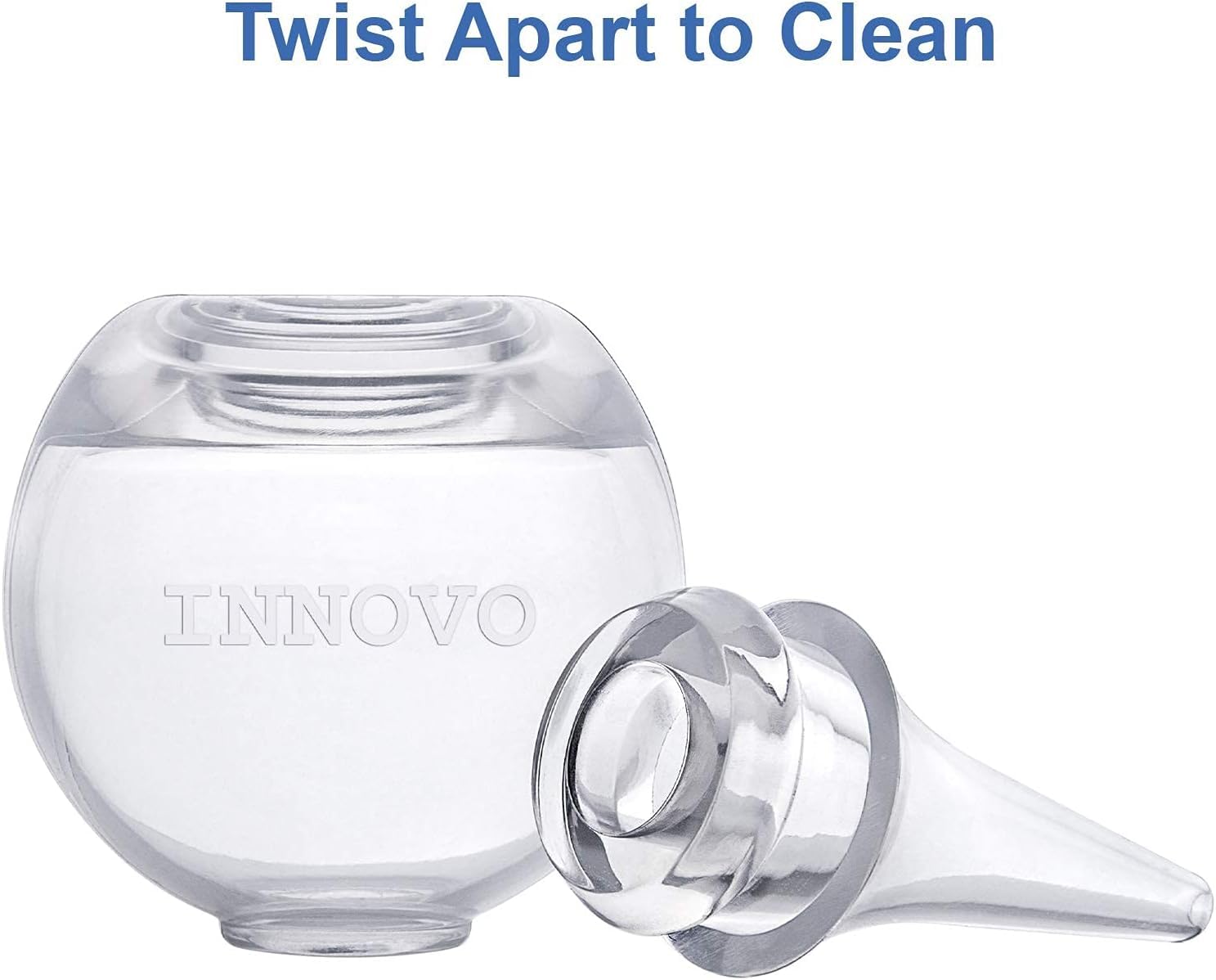 Reusable silicone bulb reduces waste versus disposables.