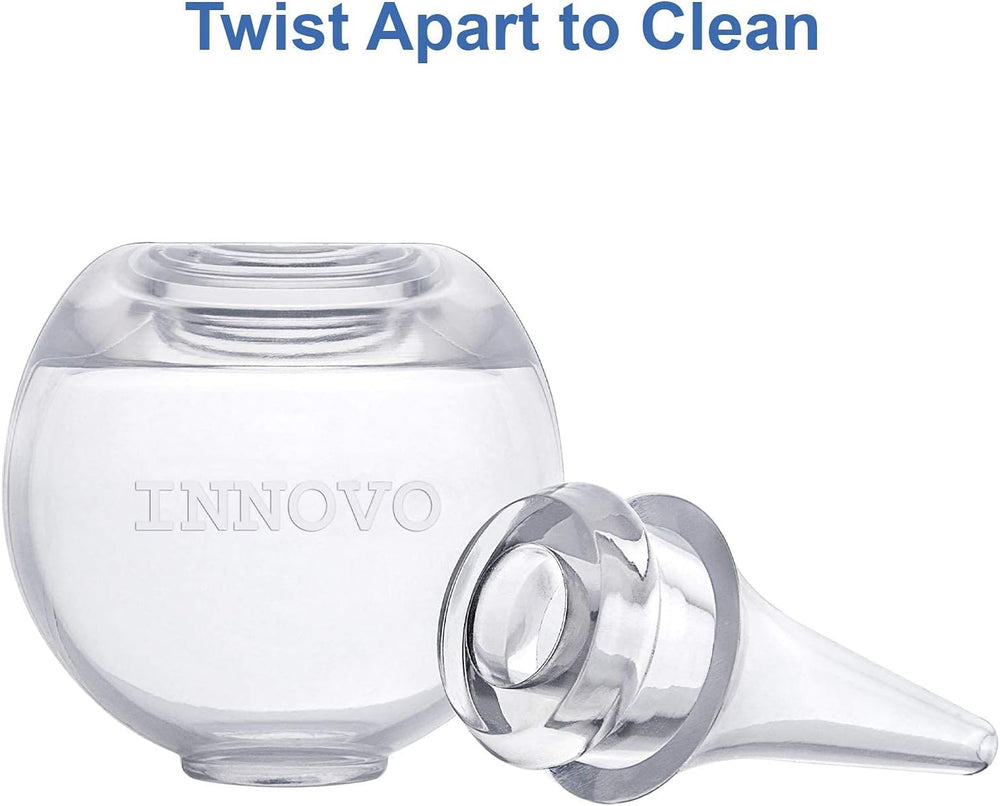 Reusable silicone bulb reduces waste versus disposables.