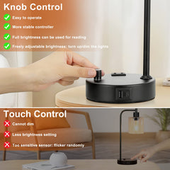 Innqoo black matte finish lamp with AC outlet for convenient power.
