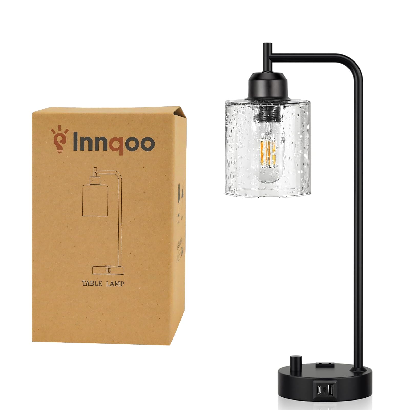 Innqoo lamp USB and AC outlets remain accessible for charging devices