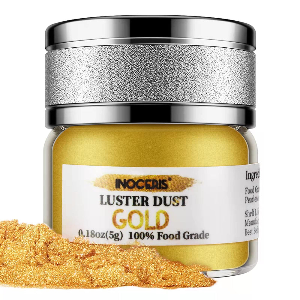 INOCERIS luster dust jar closeup shows sealed mess-free storage