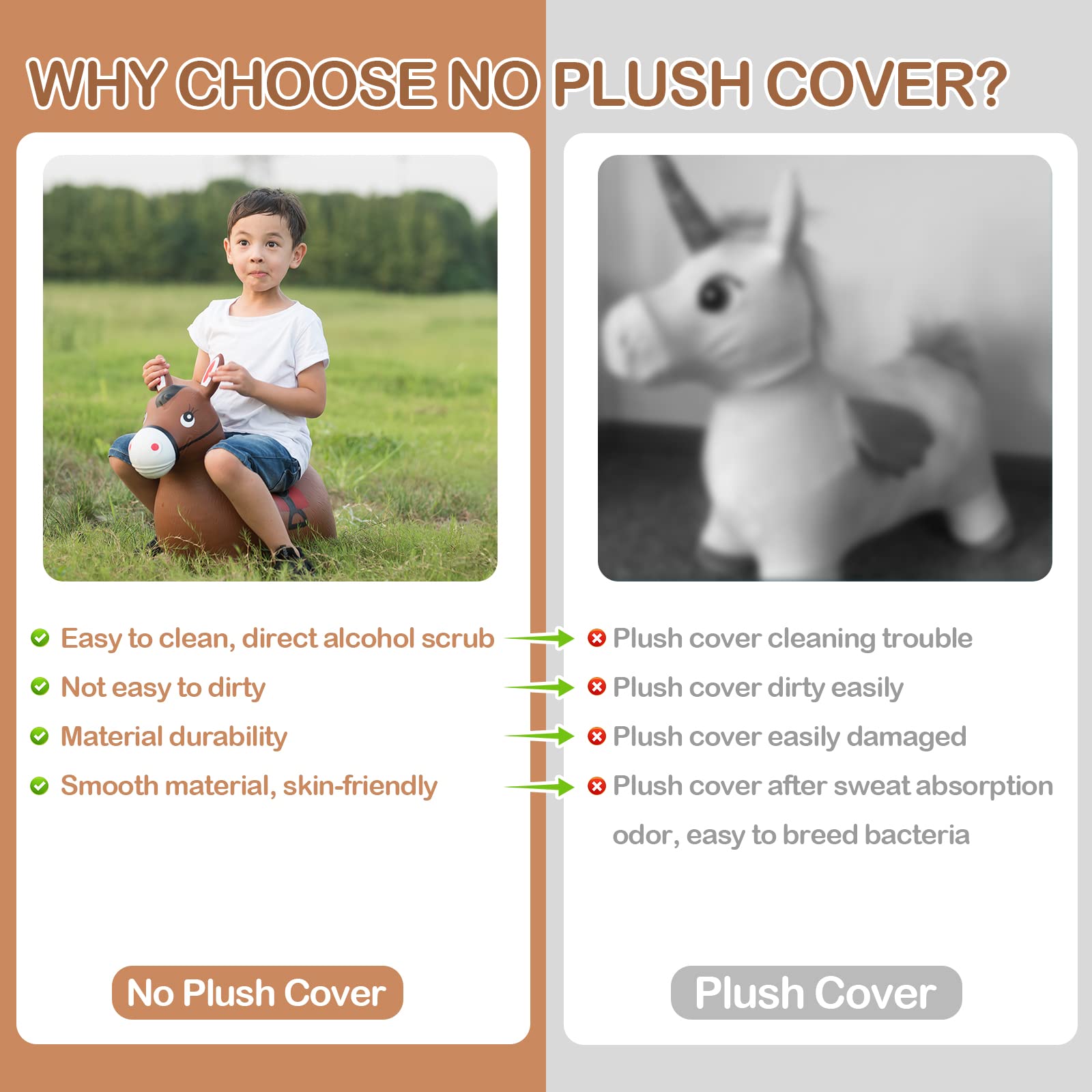 Child enjoys inflatable horse hopper indoors for imaginative riding