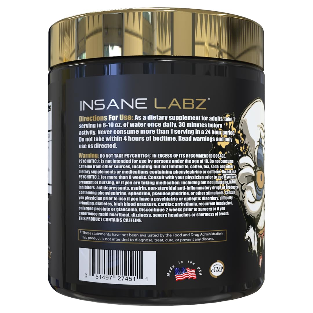 Insane Labz Psychotic Gold label graphic showing citrulline and agmatine ingredients