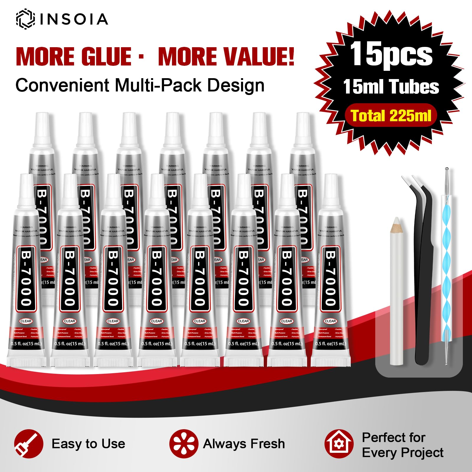 INSOIA B7000 precision-tip application for accurate gem bonding.
