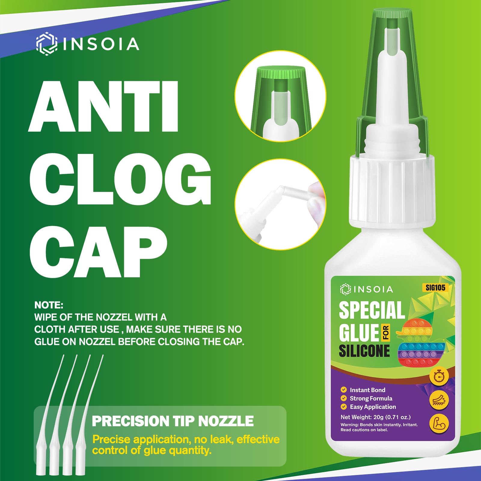 INSOIA adhesive fixes automotive components and DIY projects.